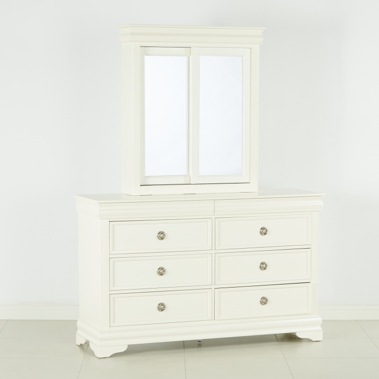 Grandview 6 Drawer Dresser With Mirror White Engineered Wood