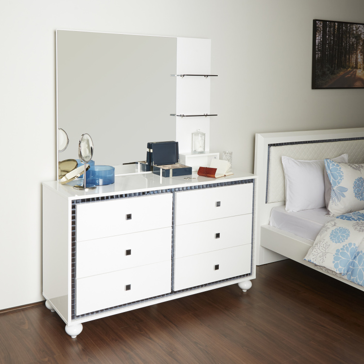 Helen 6 Drawer Dresser With Mirror White Engineered Wood
