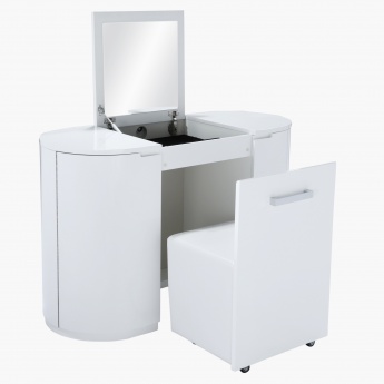 Wave Dresser With Mirror And Chair White Mdf