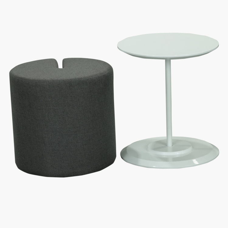 Textured Banner Stool with Pouf