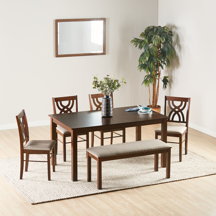 Olten 6 Seater Dining Table Set With Bench Brown Engineered Wood