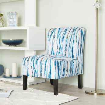 Earl Floral Printed Armless Chair Blue Fabric