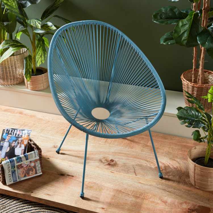 Egg Wicker Chair | Blue | Steel