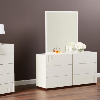 Felix 6 Drawer Dresser With Mirror Hg White Walnut Engineered Wood