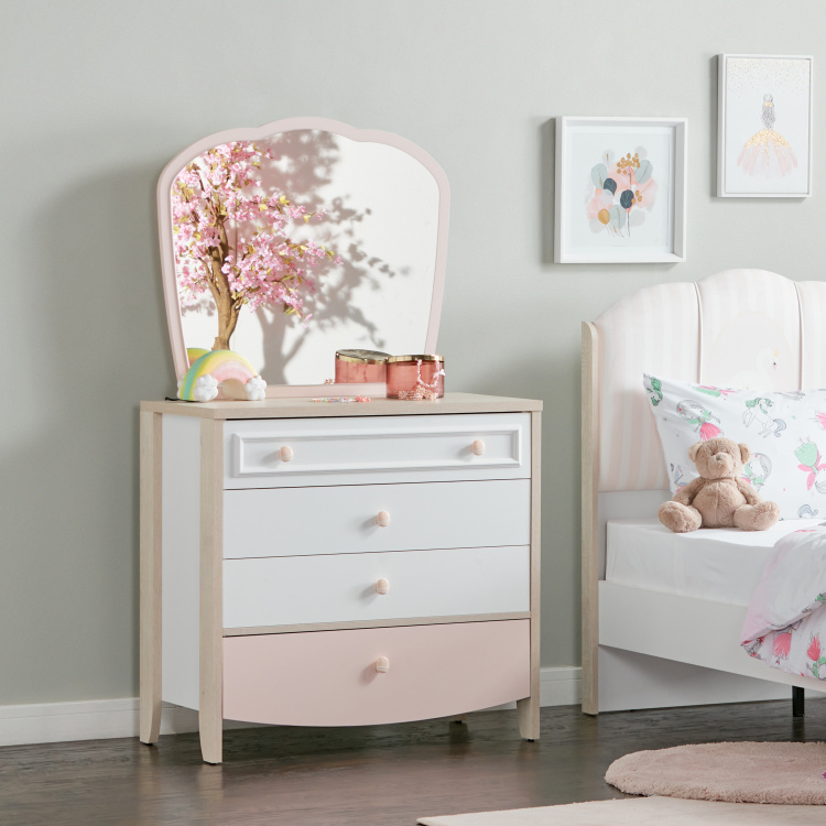Swan 4 Drawer Dresser With Mirror, Light Pink Dresser With Mirror