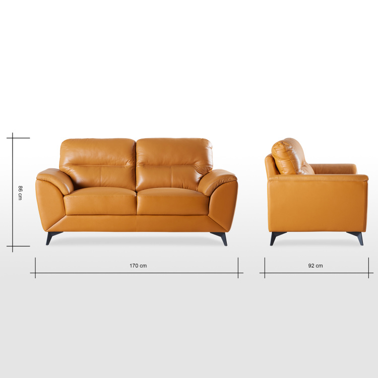 California 2 Seater Half Leather Sofa, Orange Leather Sofa Furniture Village