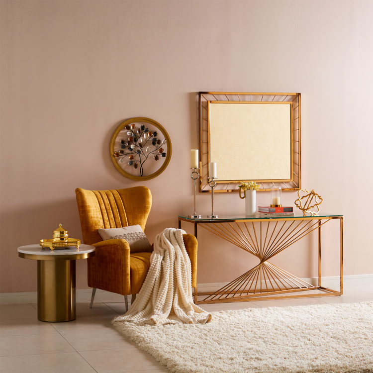 Alfie Console Table With Mirror, Alfie Console Table With Mirror Golden