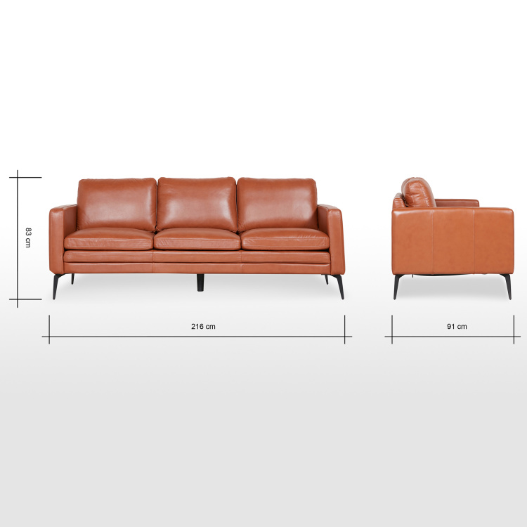 Kelso 3 Seater Leather Sofa, 3 Seater Leather Sofa Dimensions