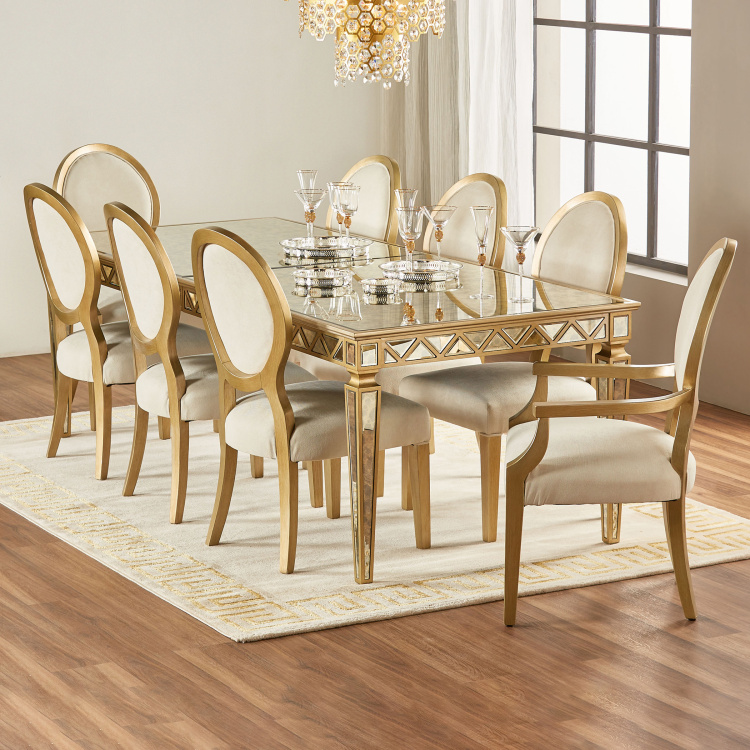 Seater Mirror Top Dining Table, Mirror Dining Room Set