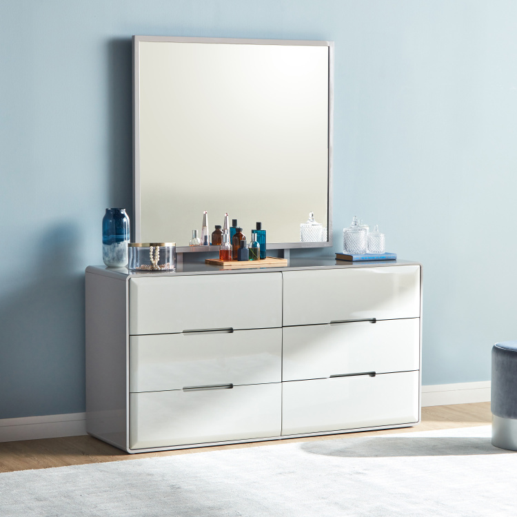 Mellow 6 Drawer Dresser With Mirror, Mirrored 6 Drawer Dressing Table