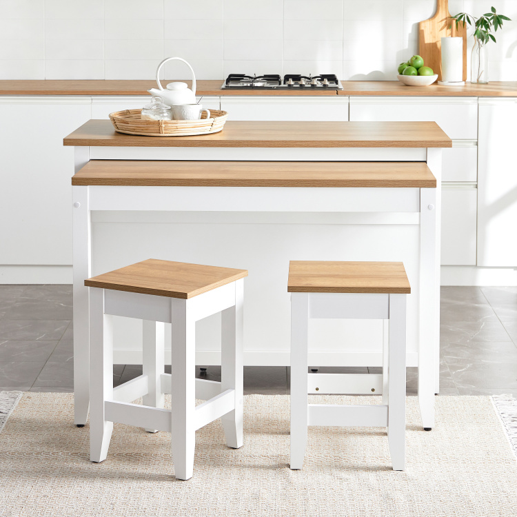 Delfi Kitchen Island With 2 Stools, Small Kitchen Island With Seating And Storage